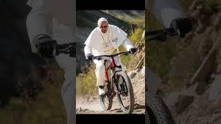 Pope Francis in our custom holy death drip mtb gear 