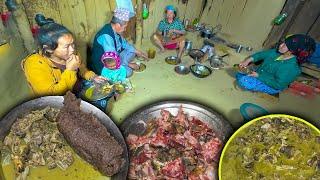 Bones soup recipe with Nepali Traditional food DHIDO Flour Rice  nepali mountain village life food