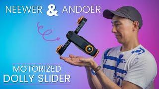 Neewer and Andoer Motorized Camera Dolly Slider  Review  How to Use  3-wheel