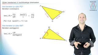 Tangens - zijden berekenen in rechthoekige driehoeken - WiskundeAcademie