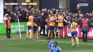 Lucas Akins scores at Stockport