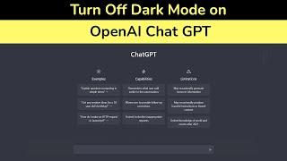 How to Turn Off Dark Mode on OpenAI Chat GPT?