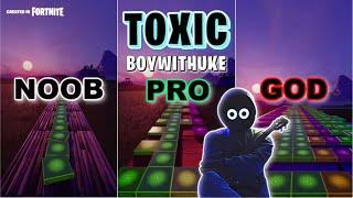 BoyWithUke - Toxic - Noob vs Pro vs God Fortnite Music Blocks