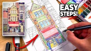 URBAN SKETCHING Tutorial  Easy Step-by-Step For Beginners