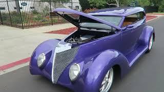 Hood Open - Car Running Walk Around Video 1937 Ford Street Rod ‘Purp’