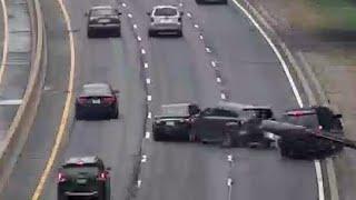 New York Massive 3-vehicle Crash Captured By NYDOT Traffic Cam