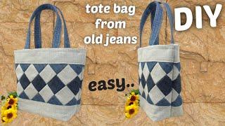 DIY TOTE BAG FROM OLD JEANS  denim tote bag