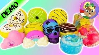 KÜLÖNLEGES SQUISHYNYOMSZI + SLIMERAGACS játékok magyar – sellő slime szivárvány és fánk squishyk