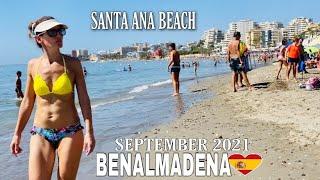 BENALMADENA SPAIN BEACH WALK SEPTEMBER 2021 - Santa Ana Beach - Best Beaches in Costa Del Sol 4K