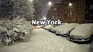 NYC Snowfall Walking Tour - Walk Through New York City 4k Snow - Manhattan Snow Storm