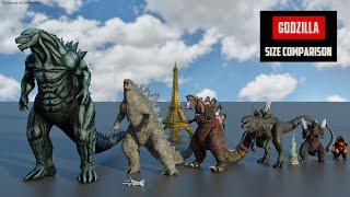 Godzilla Evolution Size Comparison  3d Animation comparison 60 fps