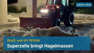 Superzelle bringt Hagelmassen in Oberbayern - Weiß wie im Winter
