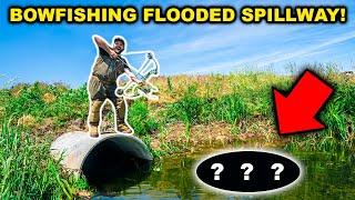 NASTY Flooded SPILLWAY Bowfishing CHALLENGE CATCH CLEAN COOK