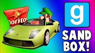 Gmod Sandbox Funny Moments - Driving Test Banana Gun Soccer Fun To the Butt Cave
