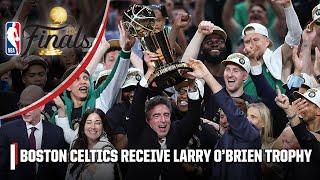 Boston Celtics receive Larry OBrien Championship Trophy  FULL CEREMONY  2024 NBA Finals