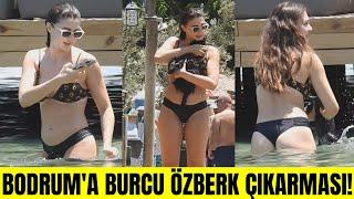 Bodrumda Burcu Özberk rüzgarı esti Burcu Özberk siyah bikinisiyle plajın yıldızı oldu