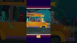 Wheels On The Bus With Five Skeletons Part 1 #shorts #nurseryrhymes #wheelsonthebus