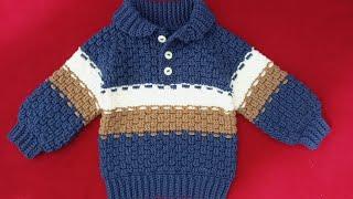 كروشيه بلوزة ولادي شتويج1 مع جدول لجميع المقاسات ، تكرار سطر واحد فقط   Crochet my boys sweater