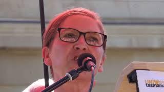 Teacher Assistant Marisa breaks thousands of hearts at Hobart rally