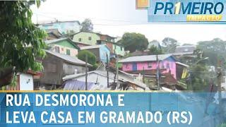 Chuvas no RS rua desmorona em Gramado e força saída de moradores  Primeiro Impacto 130524