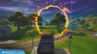 In a Vehicle Jump Through the Flaming Ring at Salty Springs Location - Fortnite