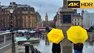 London Rainy Day Walk in Spring - 2024 ️  Springy Rain Walk 4K HDR