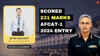 Ritik Mahant Gets Recommended in his 12th Attempt  AFCAT 1 2024  Col M M Nehru