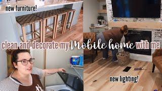 *NEW* MOBILE HOME CLEAN & DECORATE WITH ME  new furniture and lighting  double wide mobile home