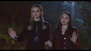 Legacies 4x19 Aurora De Martel funeral Lizzie and Hope holds their hands