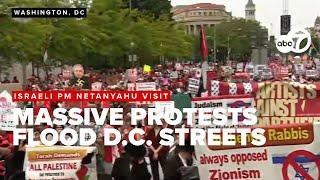 Thousands protest in D.C. ahead of Netanyahus speech to Congress