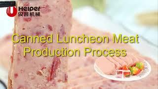 Canned luncheon meat line Spam making process factory video of luncheon meat process