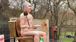 The Russian Bare Protesters Erect Naked Putin Sculpture To Protest Spike In Ukraine Fighting