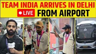 LIVE- CHAMPION INDIAN TEAM ARRIVES AT DELHI AIRPORT- KOHLI LIVE FOOTAGE