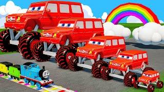 Big & Small Red Vizor Monster Truck VS Thomas The Tank Engine  BeamNG.drive