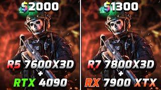 Ryzen 5 7600X3D + RTX 4090 vs Ryzen 7 7800X3D + RX 7900 XTX  PC Gameplay Tested