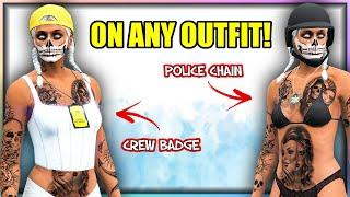 GTA5 I *NEW* Obtain Cop Necklace & Golden Crew Badge + MERGE ON ANY OUTFIT Transfer Glitch