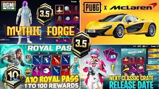 BGMI NEXT CLASSIC CRATE  Next Mythic Forge Bgmi  McLaren Super Car 3.5  A10 Royal Pass All Leaks