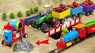 Diy tractor mini Bulldozer to making concrete road  Construction Vehicles Road Roller #32