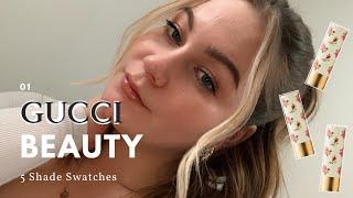 gucci beauty  lipstick swatches + review