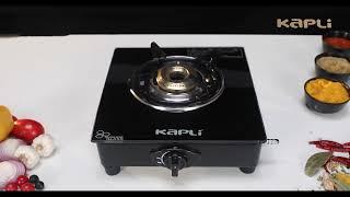 Kapli 1 Burner Auto Ignition with Toughened Glass Gas Stove Cooktop- Black