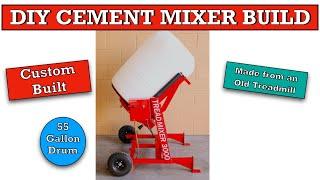 Homemade DIY 55 Gallon drum Cement Concrete or Aircrete Mixer. How to build one from a Treadmill