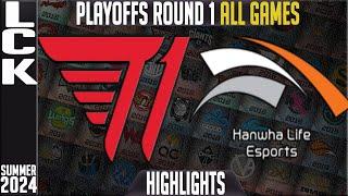 T1 vs HLE Highlights ALL GAMES  LCK 2024 Summer Playoffs Round 2  T1 vs Hanwha Life Esports