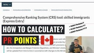 How To Calculate PR Points  Express Entry Points using CRS Tool ?  Canada PR  Detailed Video 