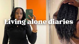 LIVING ALONE DIARIES UNPACKING NATURAL HAIR WASH DAY DIY SEW IN AND MORE