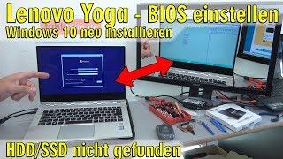 Lenovo Yoga Notebook UEFI Bios einstellen - Windows 10 installieren von USB-Stick - 4K Video