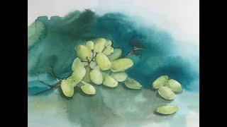 Watercolor grapesTrauben mit WasserfarbeВиноград акварельюЗарисовки с Ярославской