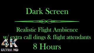 Black Screen Airplane White Noise Ambience  Flight Attendant Extra Call Dings  Studying Sleeping