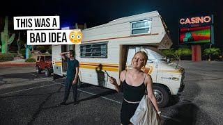 Our First Time RV Camping in a Casino PARKING LOT Busted By Security + Lost A LOT of Money 