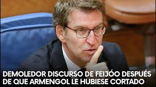 DEMOLEDOR discurso de FEIJÓO después de que ARMENGOL le hubiese CORTADO para LLAMARLE la ATENCIÓN