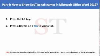 Part 4 How to Show KeyTips tab names in Microsoft Office Word 2019?